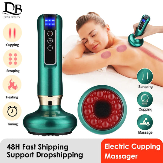 🔥Hot Sale - Electric Cupping Massager Vacuum Suction Cup GuaSha Anti Cellulite Beauty Health Scraping Infrared Heat Slimming Gua Sha Massage